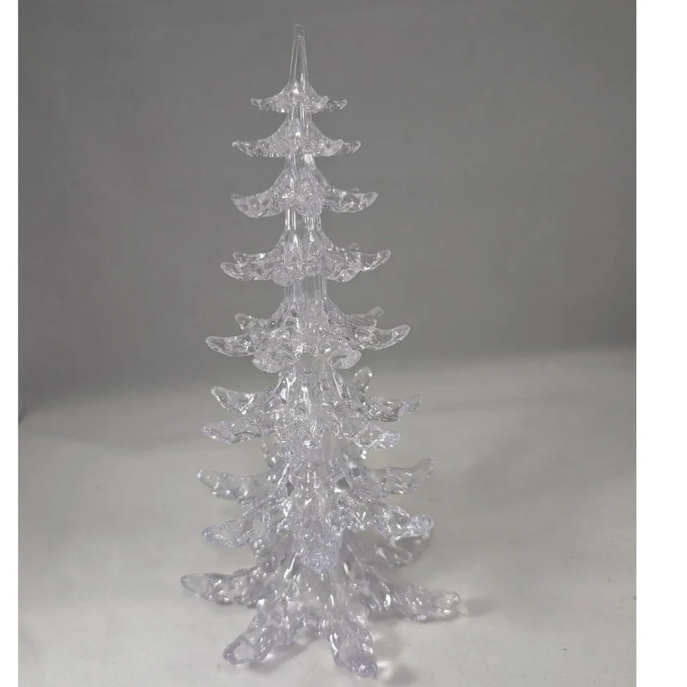 Clear Acrylic Stackable Christmas Tree Figurine Icy Winter Tabletop‎ Decor 10in